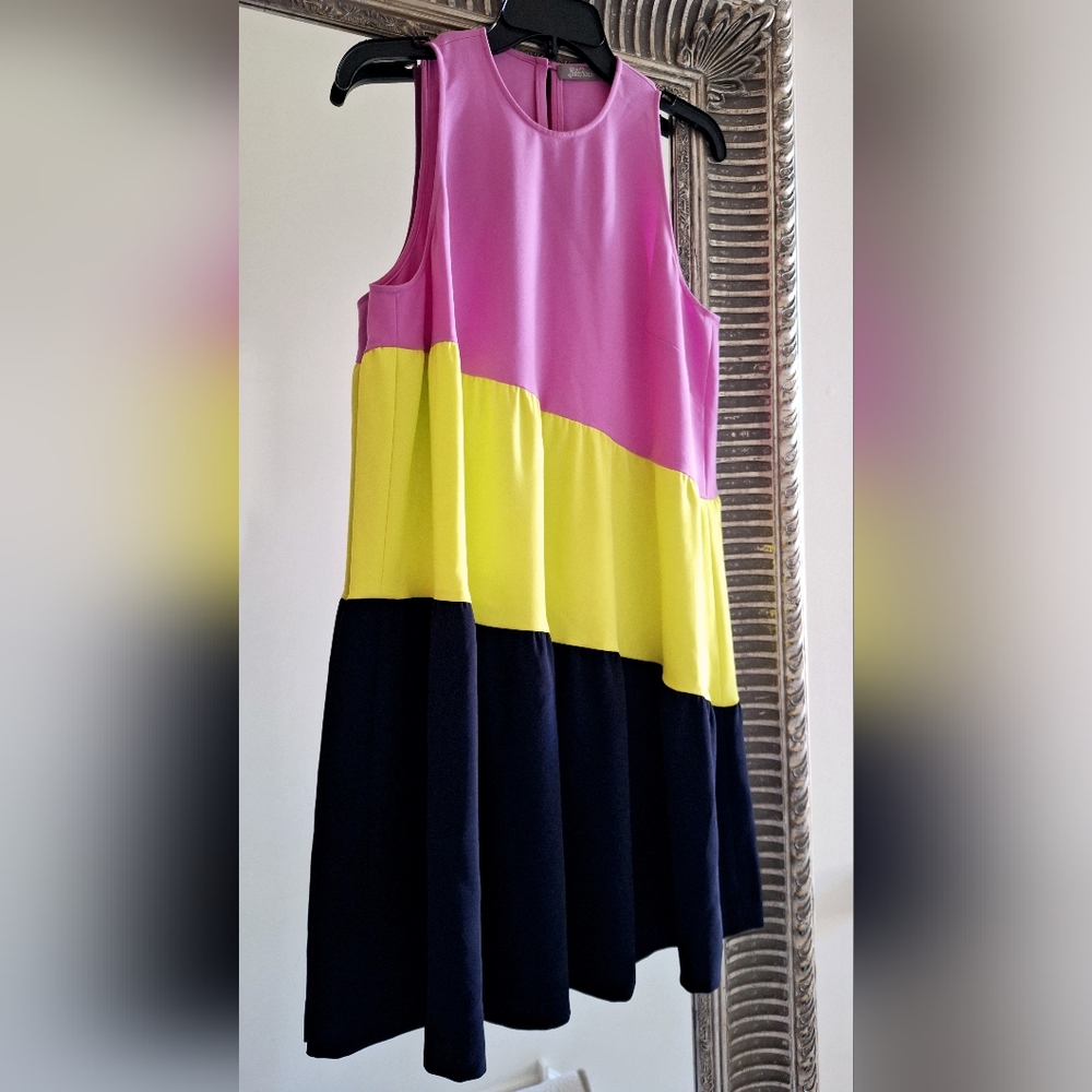 LELA ROSE Colorblock Sleeveless Shift Dress Sz S Org $1,290